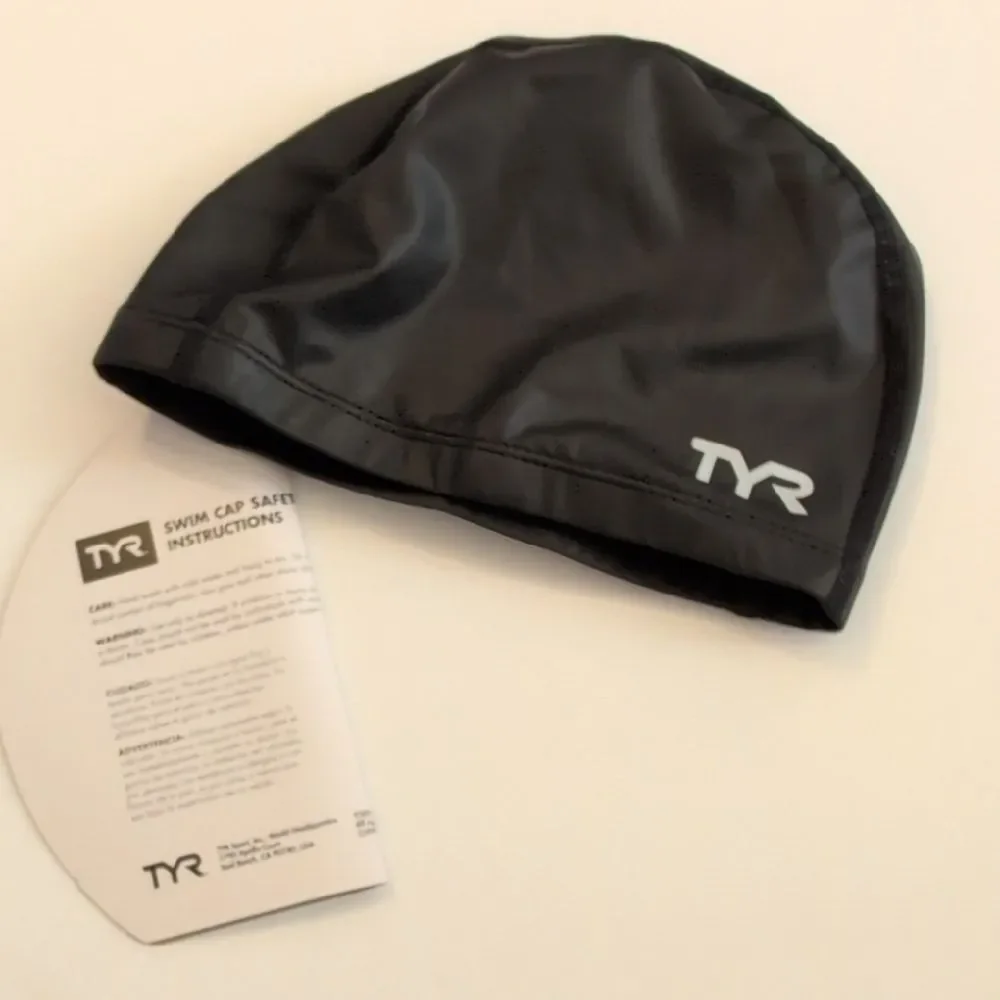 TYR Warmwear Silicone Black Swim Cap Lot Of 2 - Adult, Unisex, One Size